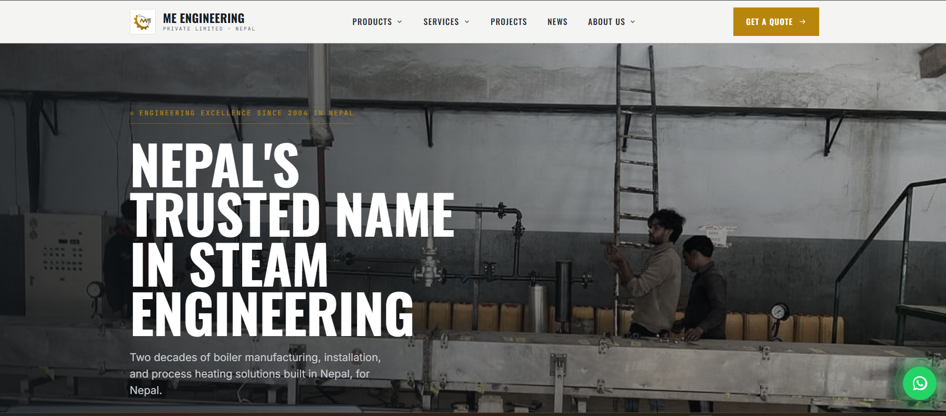 ME Engineering / Boilers Nepal website homepage